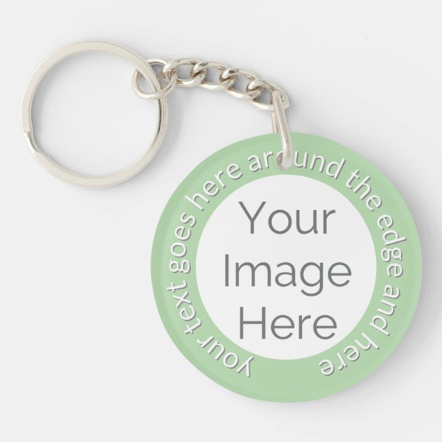  Create Your Own Photo & Text – custom sage green Key Ring (Front)