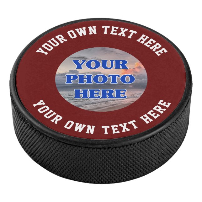 Create Your Own Photo Text Personalised Hockey Puc Hockey Puck (3/4)
