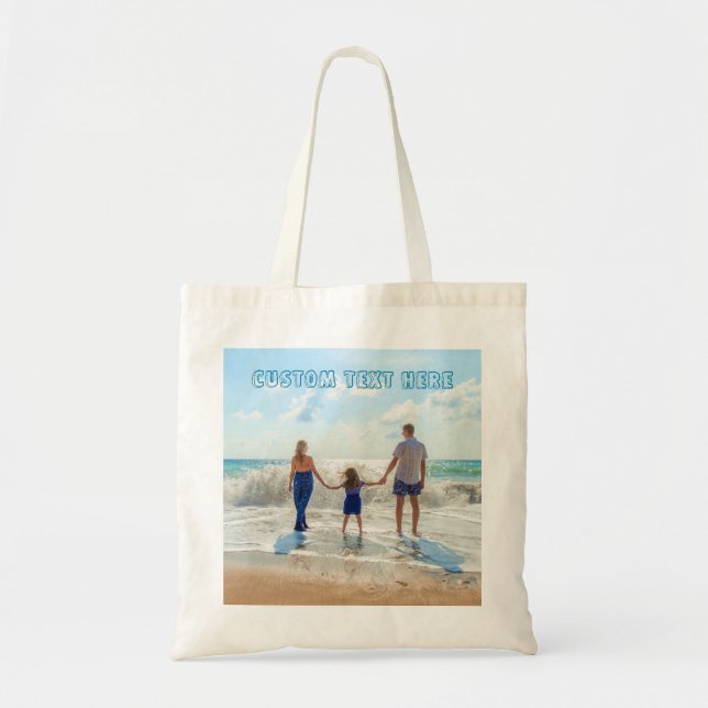 Create Your Own Photo Tote Bag with Custom Text (Front)