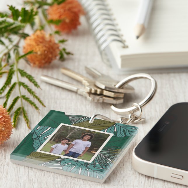 Create Your Own Photo Tropical Pattern  Key Ring (Front Right)