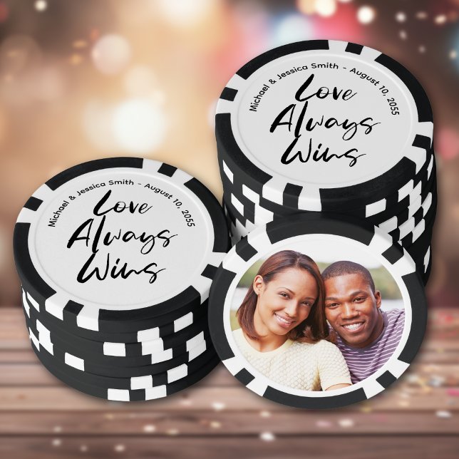 Create Your Own Photo Wedding Poker Chips (Custom wedding engagement or anniversary poker chips. Unique party favor keepsake.)