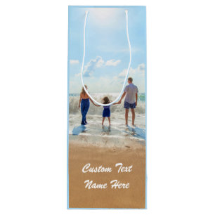 Create Your Own Photo Wine Gift Bag Custom Text 