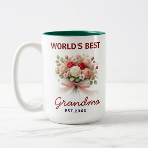 Create Your Own  Photo World best Grandma Floral Two-Tone Coffee Mug