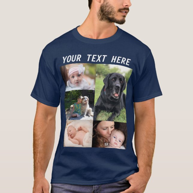 Create your own picture Collage Photo Family T-Shirt (Front)