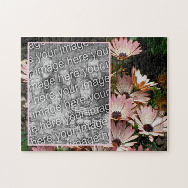 Create Your Own Pink African Daisy Flowers Photo Jigsaw Puzzle (Horizontal)