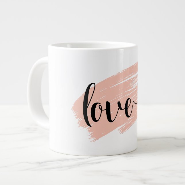 Create Your Own Pink Black Valentine's Day Large Coffee Mug (Front Left)