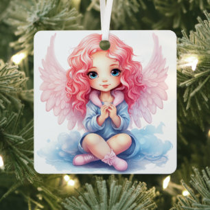 Create Your Own Pink & Blue Christmas Angel Metal Tree Decoration