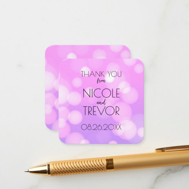 Create Your Own - Pink Bokeh Thank You Enclosure Card (Front/Back In Situ)
