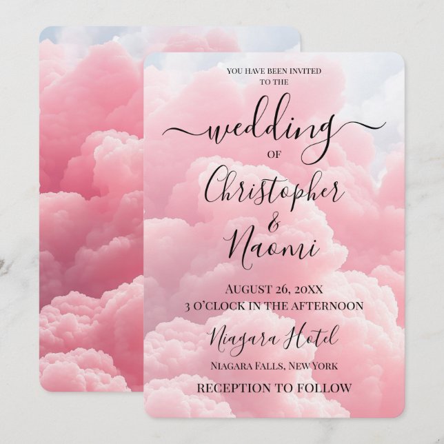Create Your Own Pink Clouds Invitation (Front/Back)