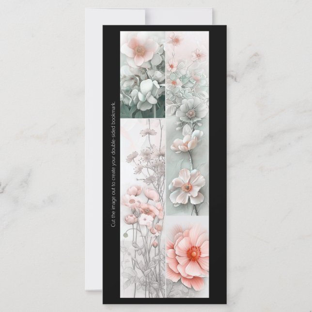 Create Your Own Pink Flower Collage Bookmark Card (Front)