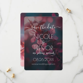 Create Your Own - Pink Flowers Blossoming Branch Save The Date