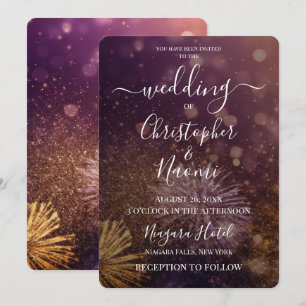 Create Your Own Pink Gold Bokeh Fireworks Invitation