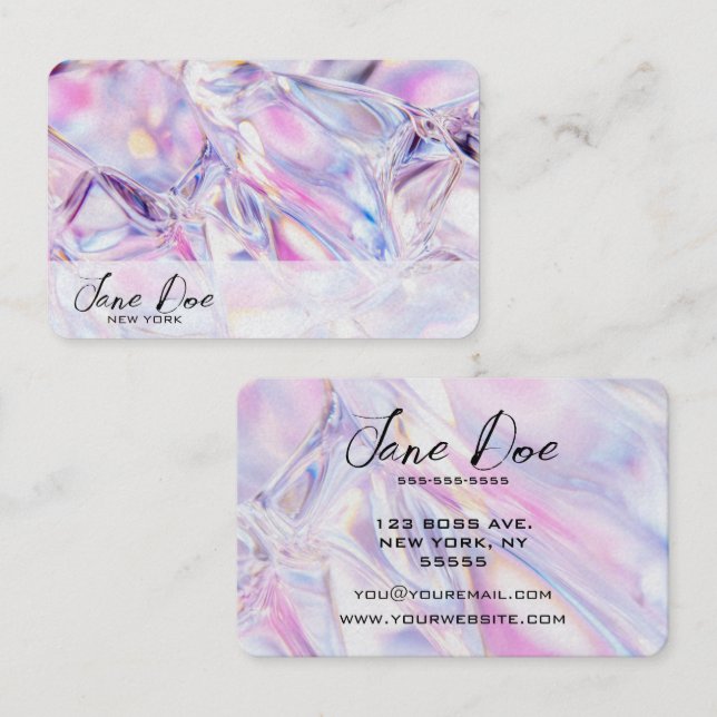 Create Your Own Pink Iridescent  Business Card (Front/Back)