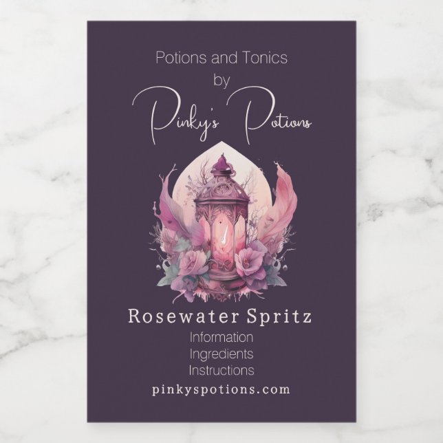 Create Your Own Pink Lantern & Roses Apothecary  Food Label (Single Label)