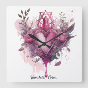 Create Your Own Pink Love Candle Square Wall Clock