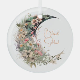 Create Your Own Pink Meadow Floral Crescent Moon Glass Tree Decoration