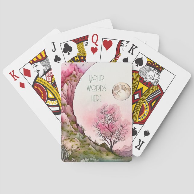 Create Your Own Pink Moon Landscape Playing Cards (Back)