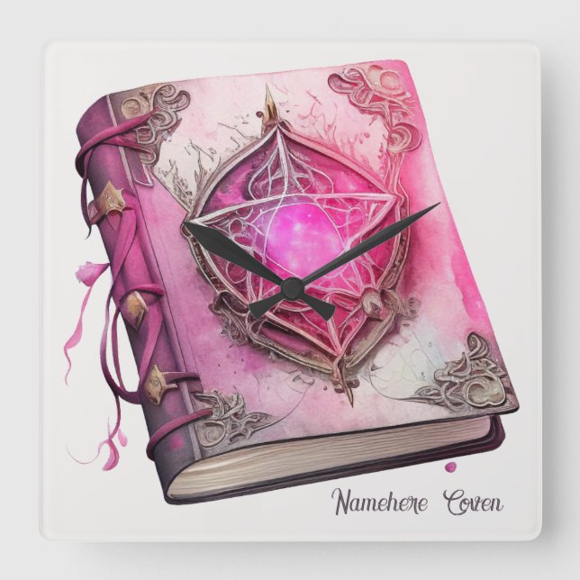 Create Your Own Pink Pentacle Flowers Square Wall Clock (Front)