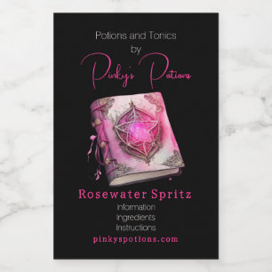 Create Your Own Pink Pentacle Grimoire Apothecary  Food Label