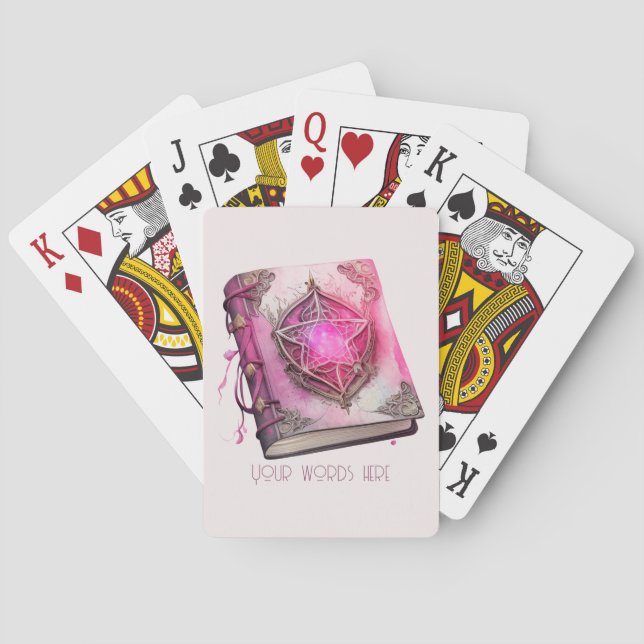 Create Your Own Pink Pentacle Grimoire Playing Cards (Back)