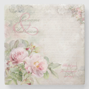 Create Your Own Pink Rose Handfasting Favours Stone Coaster