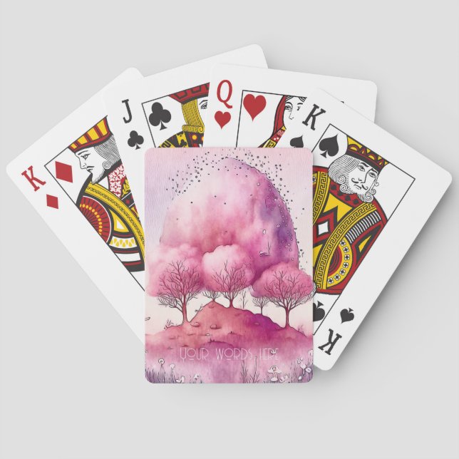 Create Your Own Pink Tree Landscape Playing Cards (Back)