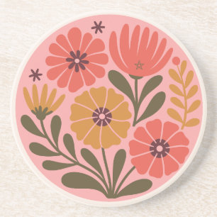 Create Your Own Pink Vintage Groovy Retro Garden Coaster