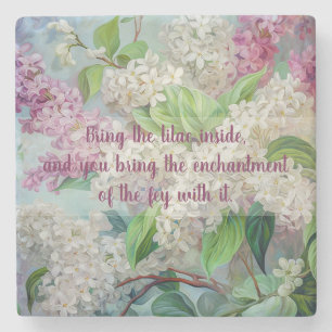 Create Your Own Pink White Lilac Flowers Floral Stone Coaster