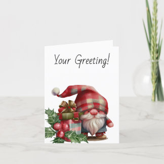 Create Your Own Plaid Christmas Gnome Holiday Card