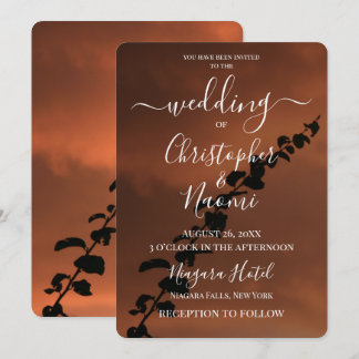 Create Your Own Plant Silhouette Orange Sky Invitation