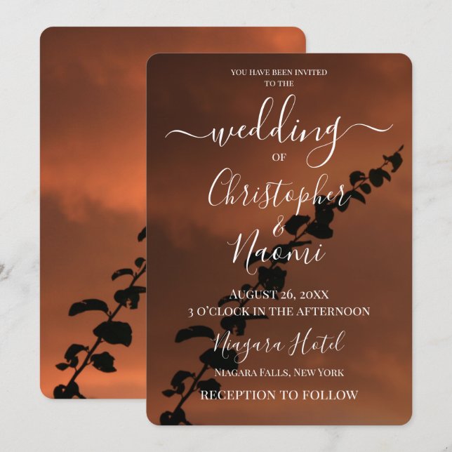 Create Your Own Plant Silhouette Orange Sky Invitation (Front/Back)