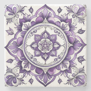 Create Your Own Plum Purple Flower Mandala Stone Coaster