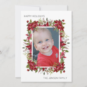 Create Your Own Poinsettias Happy Holidays Photo Holiday Card