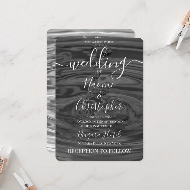Create Your Own Pool Water Drops Wedding Invitation (Front/Back In Situ)