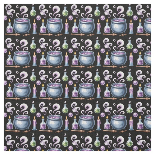 Create Your Own Potions Cauldrons Candles Black Fabric (Swatch)