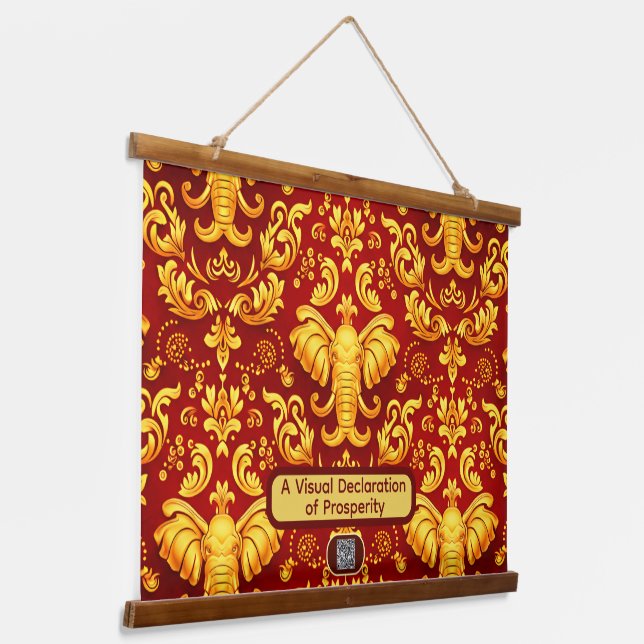 Create your own Premium Gilded Glow Elephant Mara Hanging Tapestry (Angled 2)