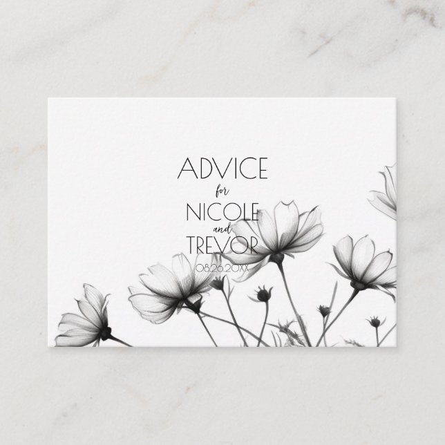 Create Your Own - Pretty B&W Wildflowers Advice Card (Front)