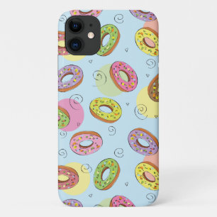 Create your own Pretty colourful doughnuts Blue iPhone 11 Case