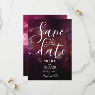 Create Your Own Pretty Dark Pink Bokeh Wedding Save The Date