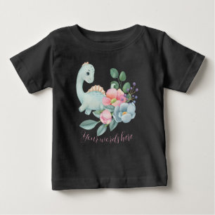 Create Your Own Pretty Girl Dinosaur & Roses Baby T-Shirt