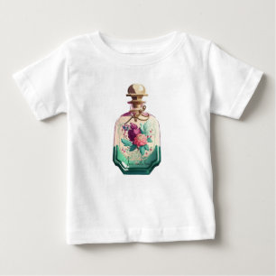 Create Your Own Pretty Peonies Perfume Bottle Baby T-Shirt