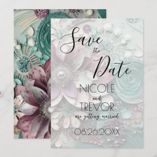 Create Your Own - Pretty Shabby Chic Paper Flowers Save The Date