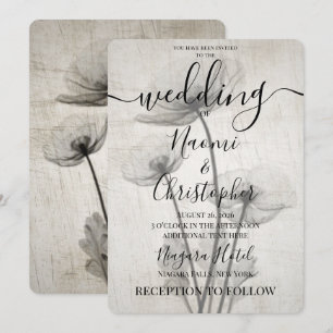 Create Your Own Pretty X-Ray Sepia Flowers Wedding Invitation