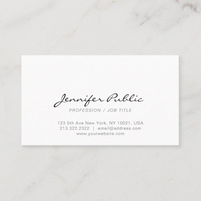 Create Your Own Professional Modern Elegant White Business Card (Front)