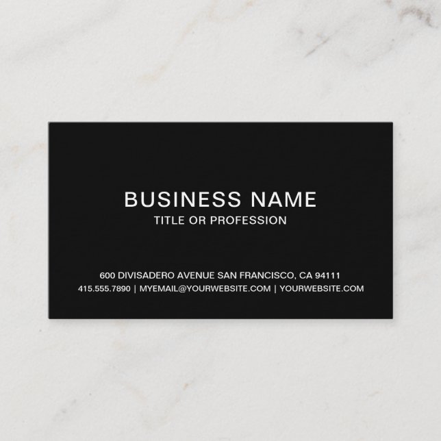 Create Your Own Professional Simple Black Business Card (Front)