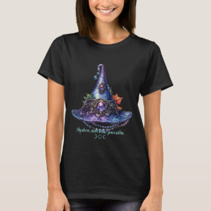 Create Your Own Purple Bejeweled Autumn Witch Hat T-Shirt