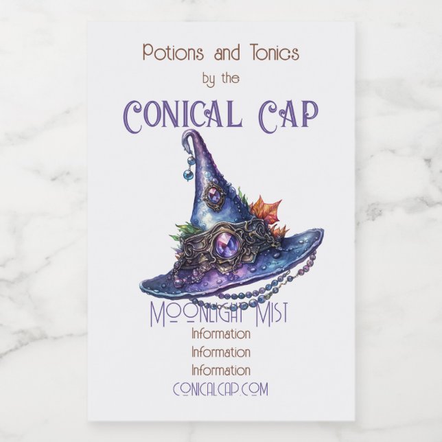 Create Your Own Purple Bejeweled Autumn Witch Hat Wine Label (Single Label)