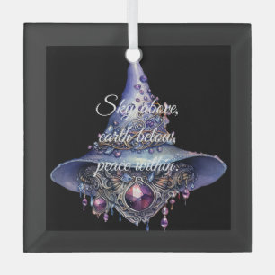 Create Your Own Purple Bejeweled Crystal Witch Hat Glass Tree Decoration