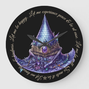 Create Your Own Purple Bejeweled Dragon Witch Hat Large Clock