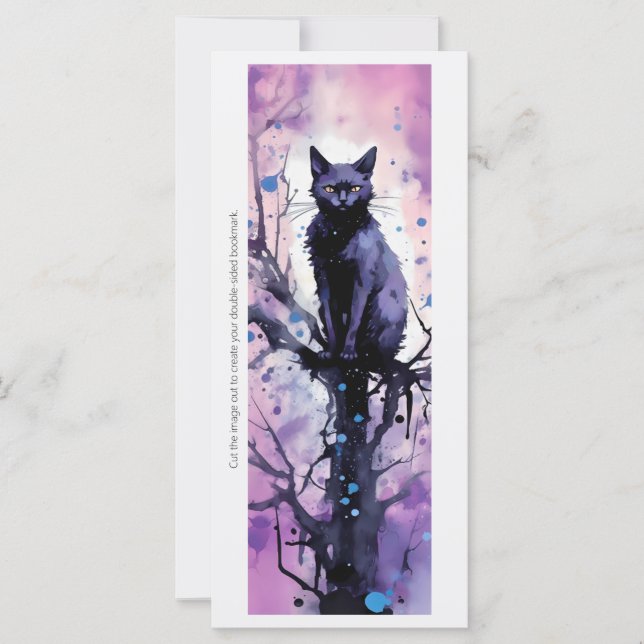 Create Your Own Purple Black Cat Magic Bookmark (Front)